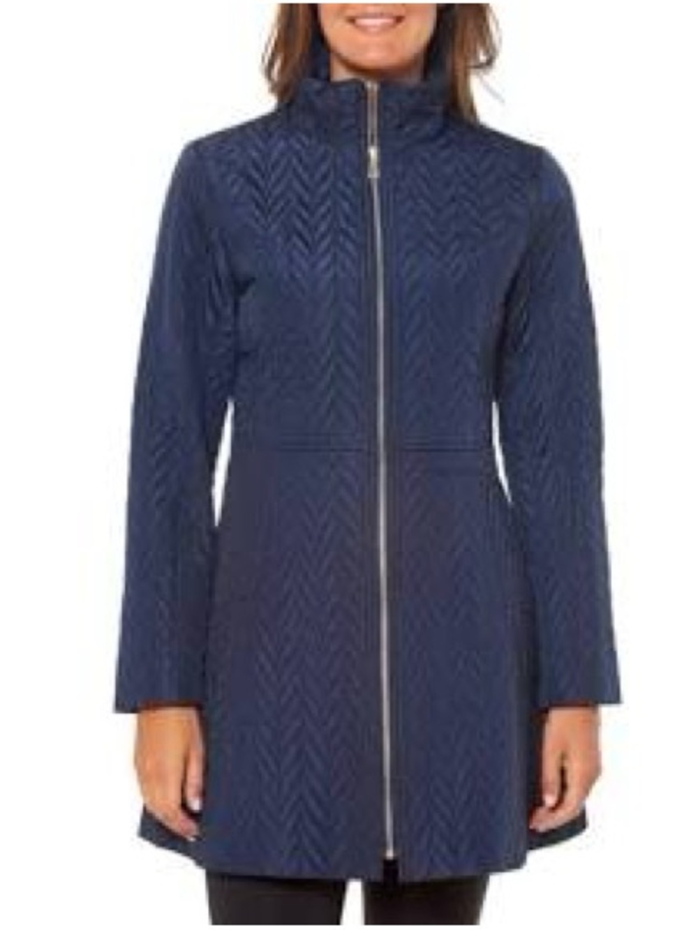 Kate Spade New York Quilted Zip Coat Navy Bow Back Lightweight Jacket Size‎ S